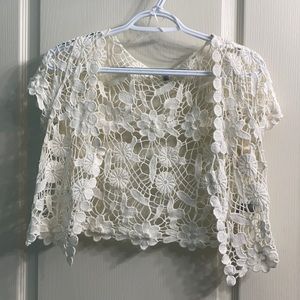 Charlotte Russe lacy white summer sweater/coverup